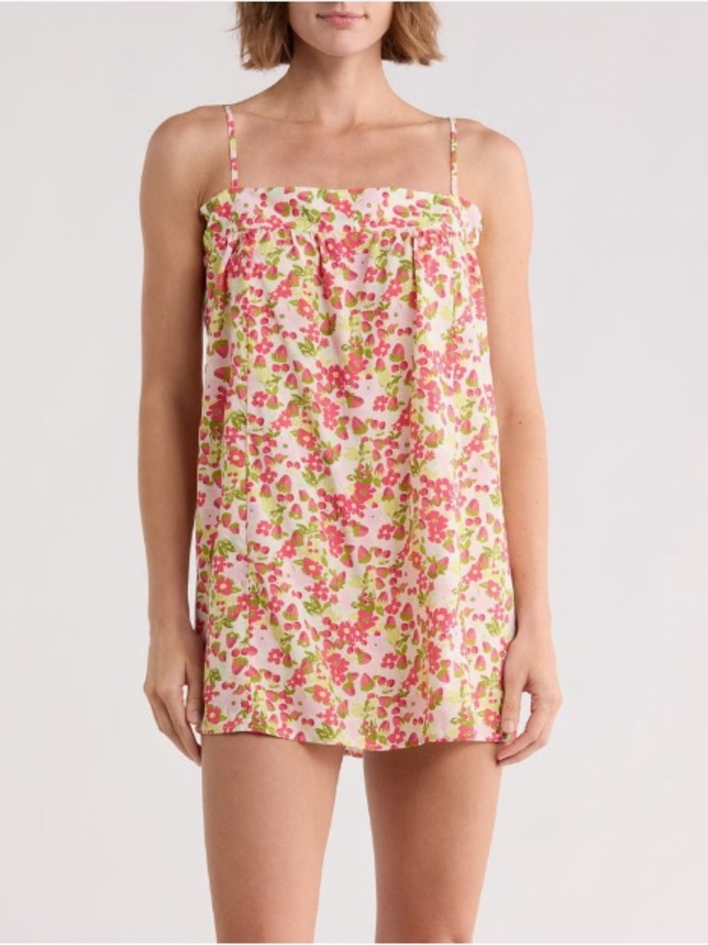 Maaji Guilia Floral Cover Up Mini Dress Pink Green Sundress Sz Medium Large